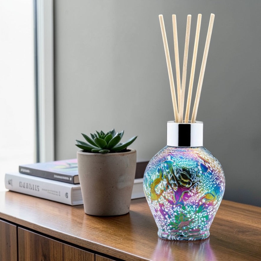 Handmade glass reed diffuser bottle pastel silver home fragrance