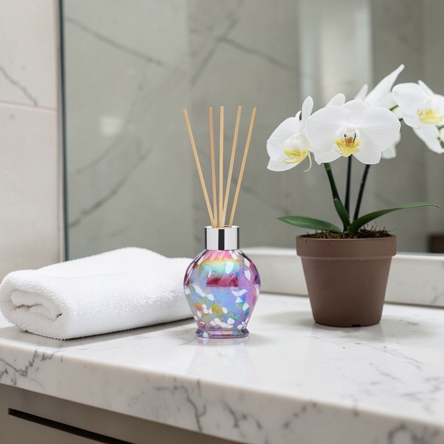 Handmade pastel silver diffuser bottle UK for fragrance oils