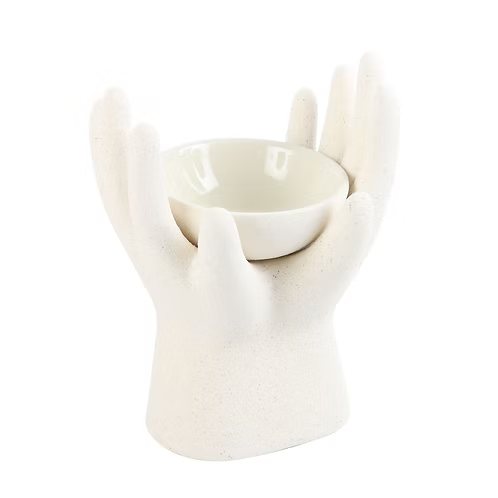 Healing Hands ceramic tealight wax melt burner with removable wax dish