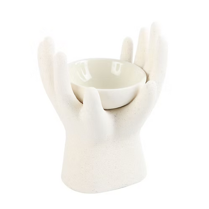 Healing Hands ceramic tealight wax melt burner with removable wax dish