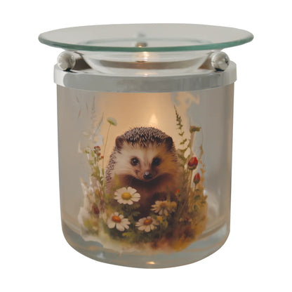 Hedgehog and wildflower tealight wax melt burner for soy wax melts and home fragrance