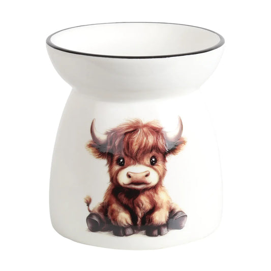 Highland Calf ceramic tealight wax melt burner 11cm for soy wax melts