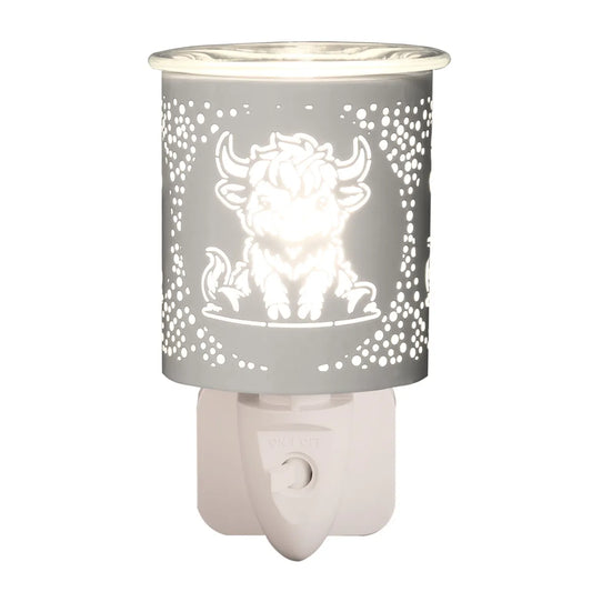 Highland Cow Plug-In Electric Wax Melter White and Gold