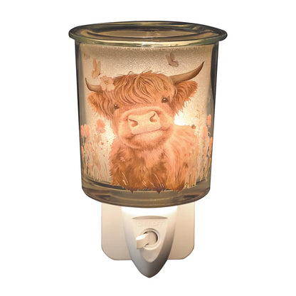 Highland Cow plug-in electric wax melt burner with LED light home fragrance