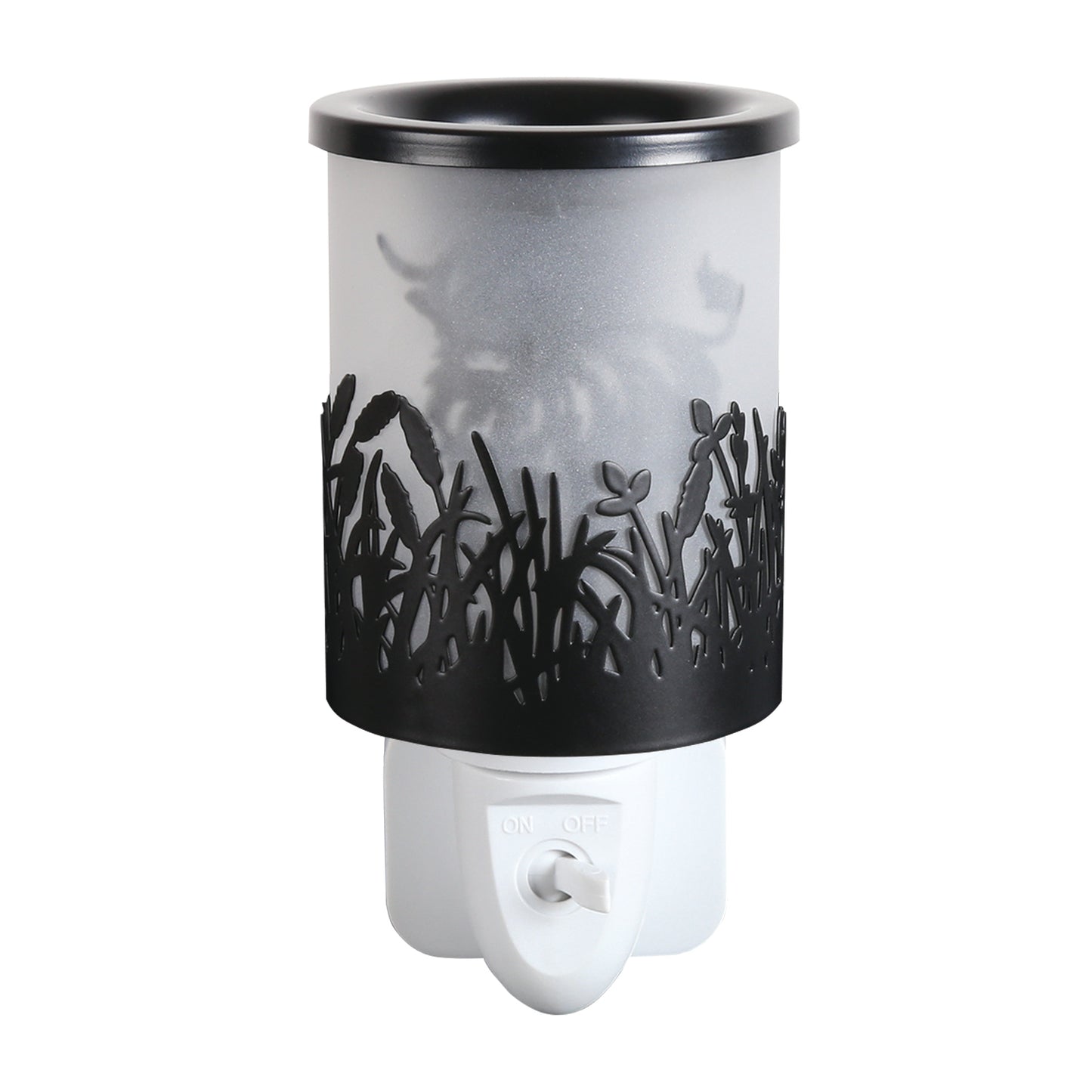 Highland Cow plug in electric wax melt burner with LED light for home fragrance