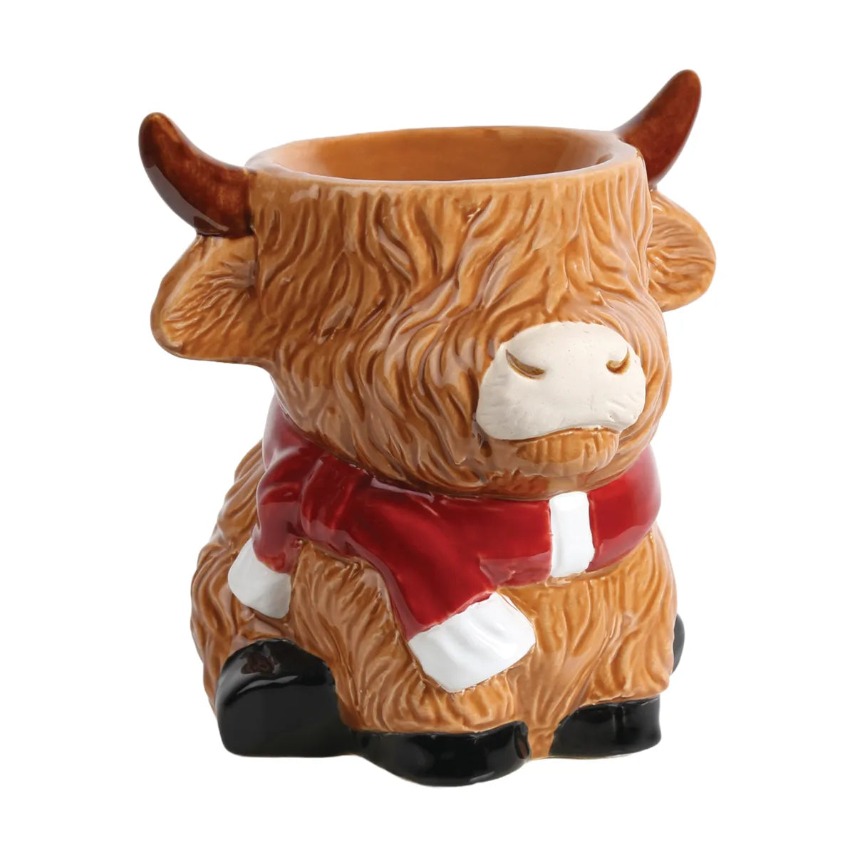 Highland Cow tealight wax melt burner creating a cosy ambience with soy wax melts