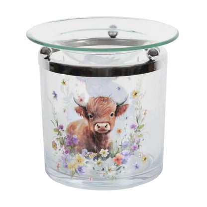 Highland cow wax melt burner 10cm tealight wax warmer countryside design