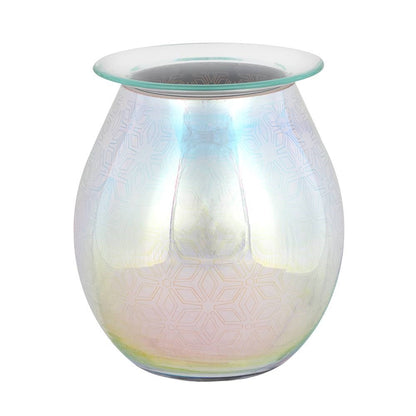 LED wax melt burner glowing 3D geometric pattern colourful light effect