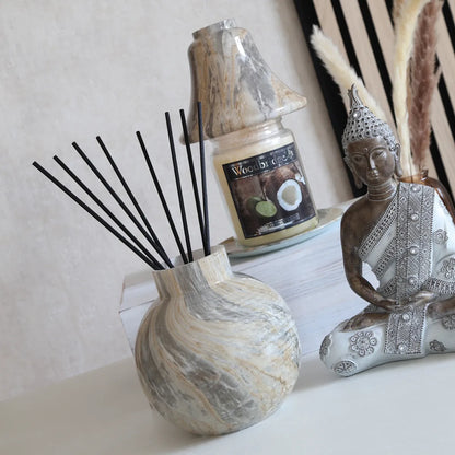 Large glass reed diffuser bottle grigio marble home décor