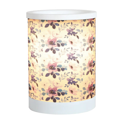 Lilac Floral Electric Wax Melt Burner displayed in a stylish home setting creating a cosy and relaxing atmosphere.