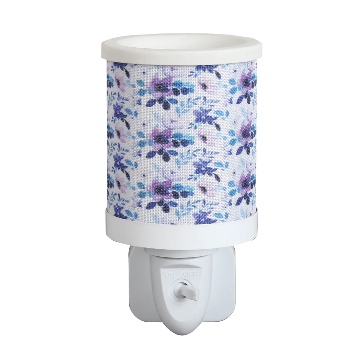 Lilac floral plug-in wax melt burner with decorative flower design and glass dish