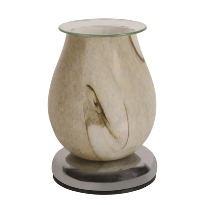 Marble effect touch wax melt burner illuminated with warm light for home fragrance