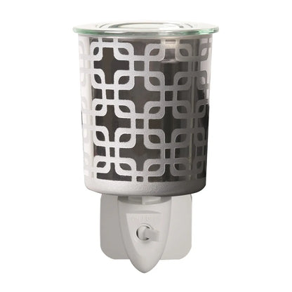 Modern pewter electric wax warmer plug-in burner for soy wax melts and home fragrance scents