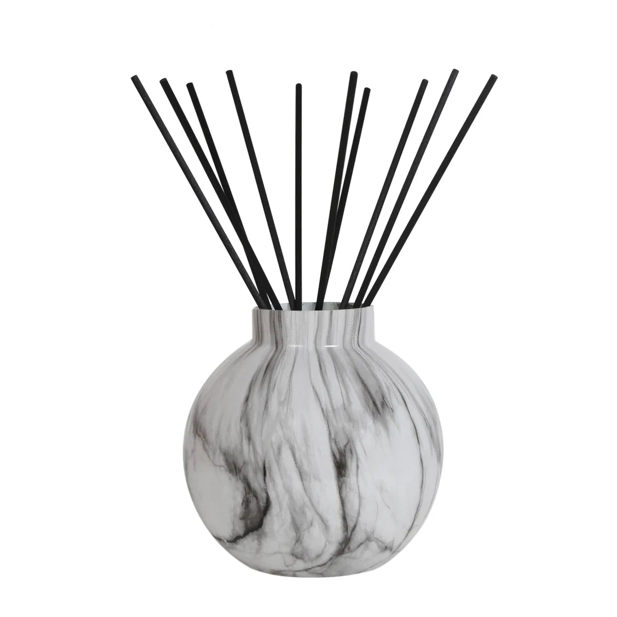 Noir Marble large empty reed diffuser bottle with 50 fibre reeds UK