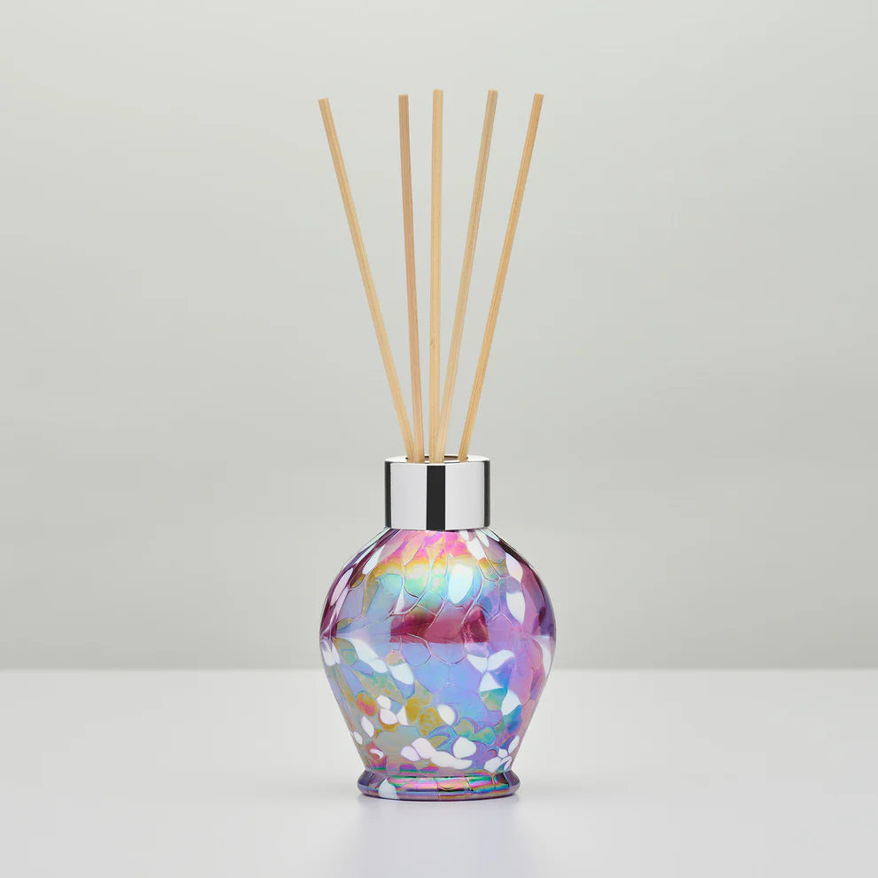 Pastel silver decorative reed diffuser bottle handmade glass UK