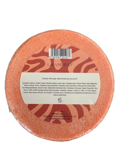 "Perfume-inspired La Vie Est soap sponge for exfoliating & hydrating skin"