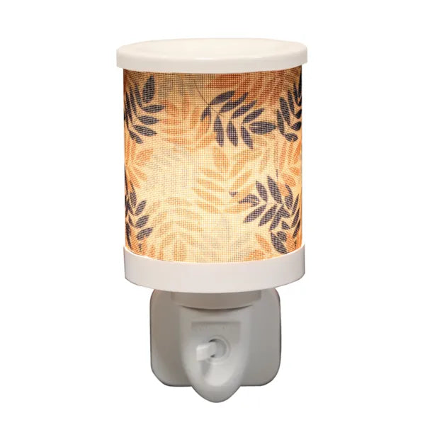 Plug in wax melt burner leaf design with glass dish and soft ambient glow