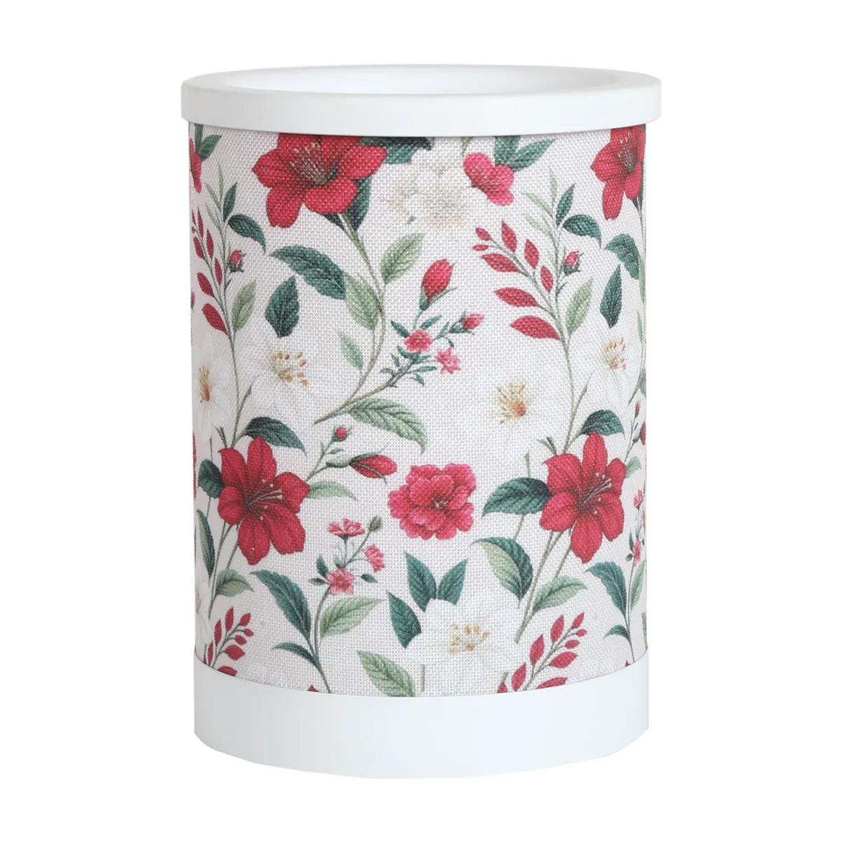 Red Floral electric wax melt burner 15cm with vibrant botanical flower design