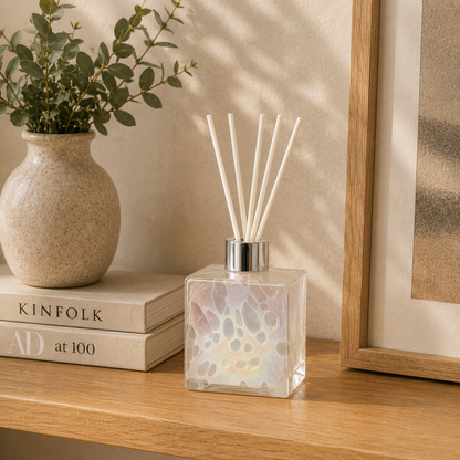 White Square Glass Reed Diffuser Bottle – front view