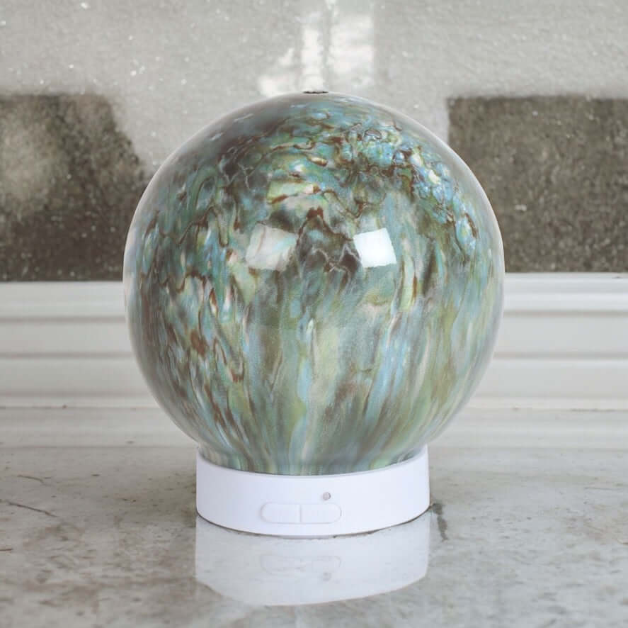 Round ultrasonic diffuser jade marble LED oil diffuser