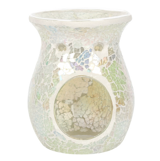 White Iridescent Crackle Wax Burner