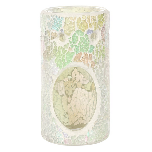 Tall Iridescent White Crackle Wax Melter