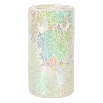 Tall Iridescent White Crackle Wax Melter