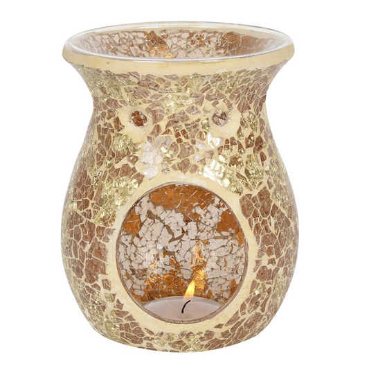 Large Gold Crackle Glass Oil Burner