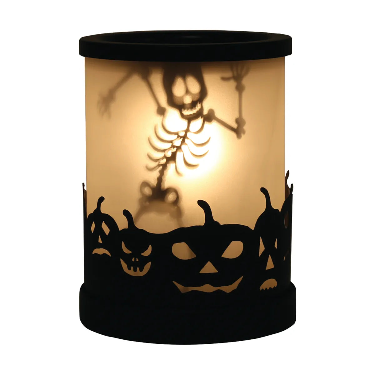 Skeleton electric wax melt burner with spooky pumpkin silhouette design 15cm