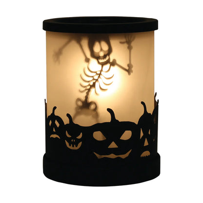 Skeleton electric wax melt burner with spooky pumpkin silhouette design 15cm