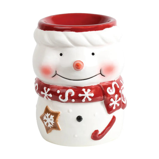 Snowman ceramic tealight wax melt burner 12.5cm for festive home fragrance