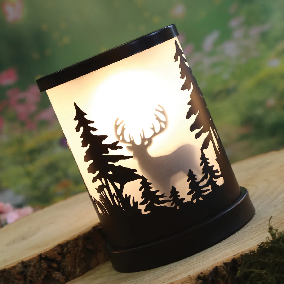 Stag motif electric wax burner with wax melts and LED lighting