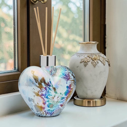 Stylish decorative reed diffuser bottle silver heart black frame