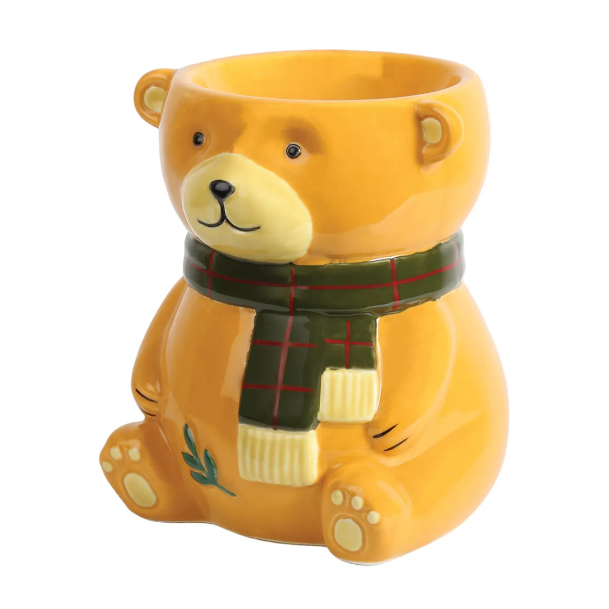 Teddy Bear tealight wax melt burner creating a warm ambient glow with soy wax melts