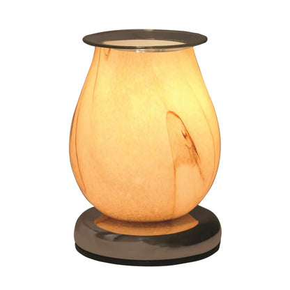 Touch electric wax melter 16cm natural marble swirl oval design UK