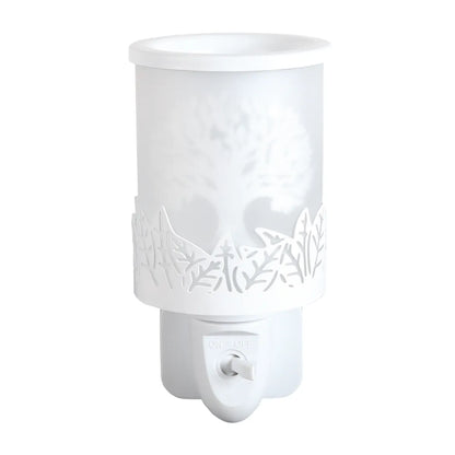 White Tree of Life plug-in electric wax melt burner with LED light home fragrance