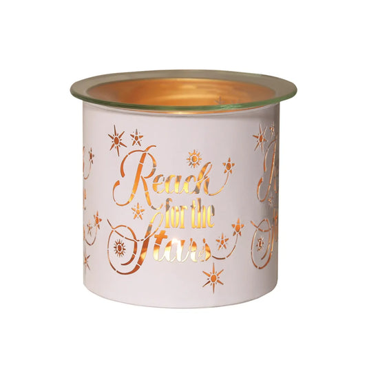 White and gold silhouette Reach tealight wax melter and candle holder