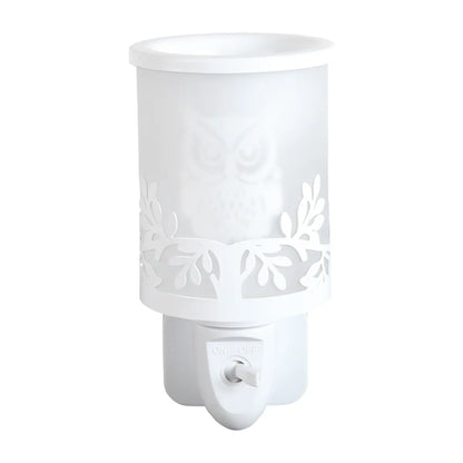 White owl plug-in electric wax melt burner with LED light home fragrance