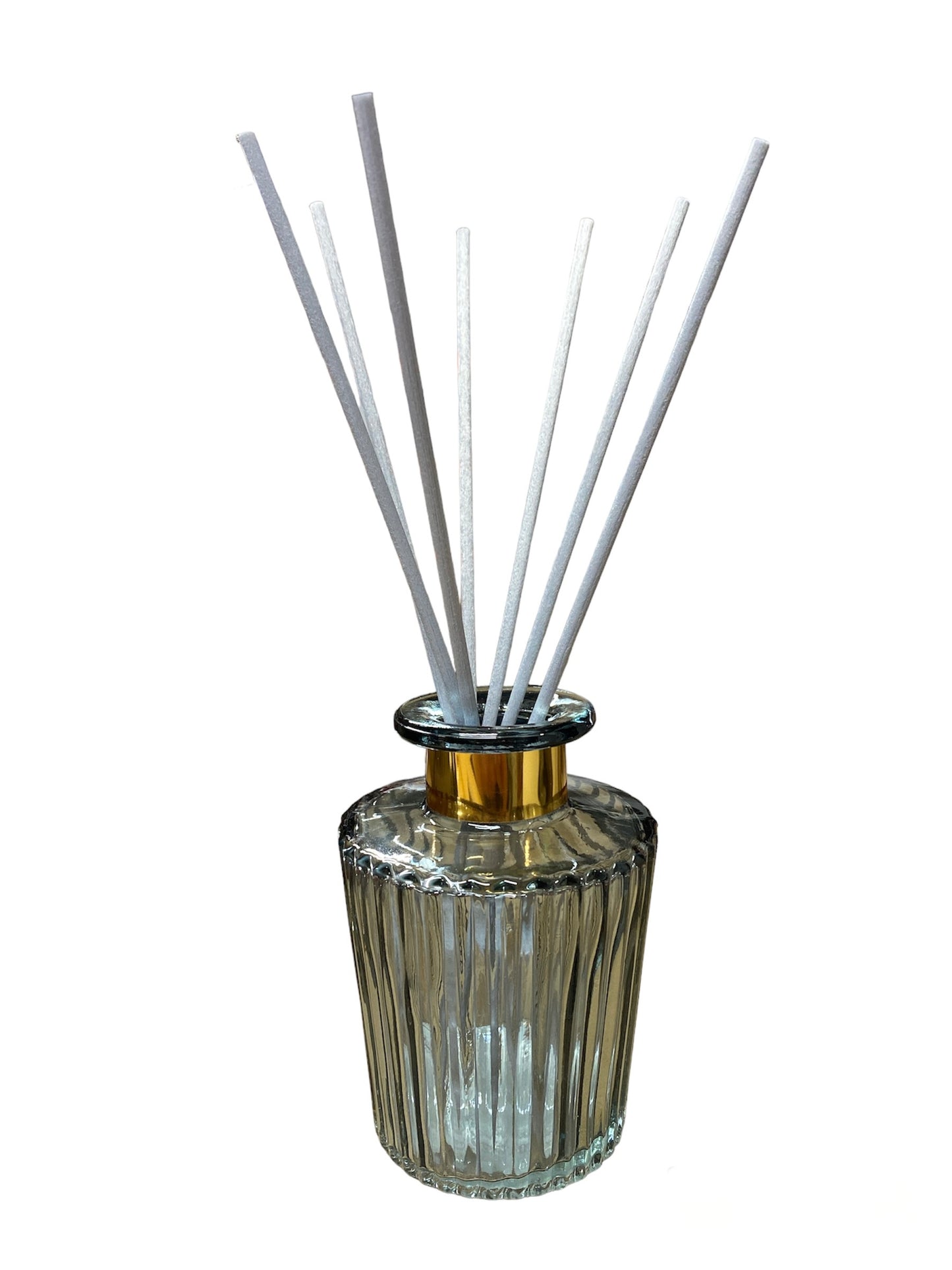 blue glass reed diffuser with coloured reeds home fragrance UK