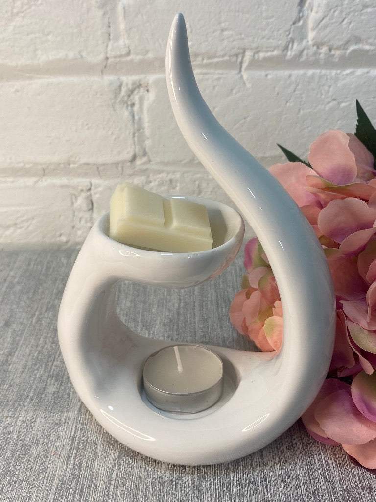 White Spiral Wax Burner (18cm)-FREE Shipping over £35.00-