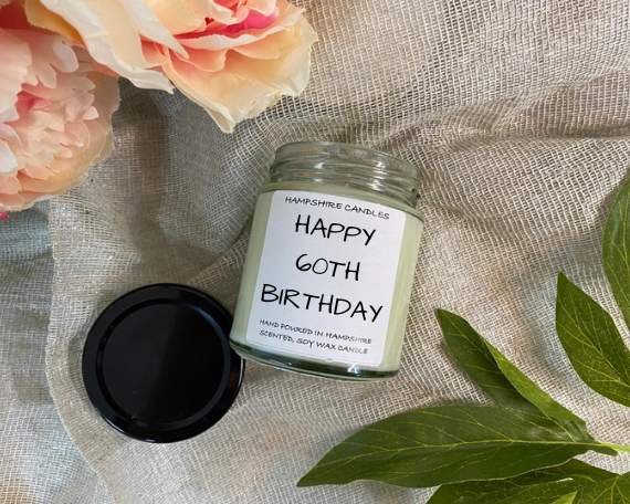 Happy 60th Birthday Candle Jar-FREE Shipping over £35.00-