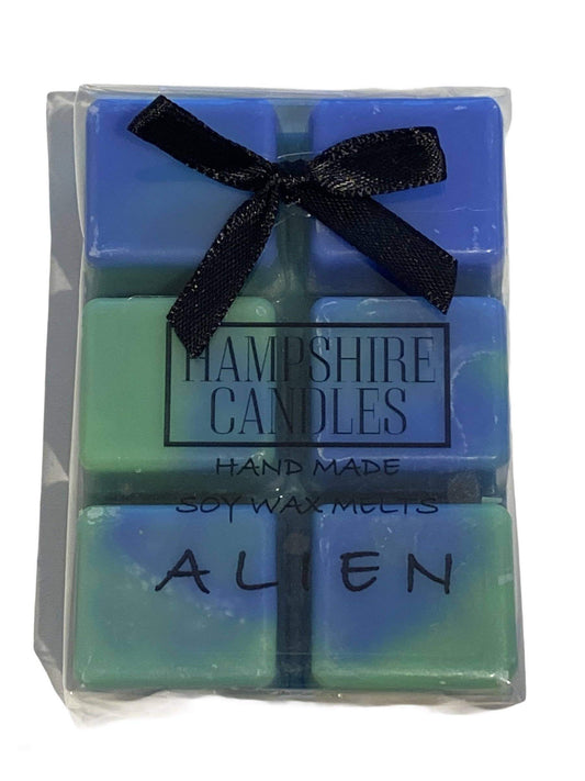 Alien Wax Melts - Soy wax melts infused with jasmine, amber, and white musk. Use in wax burners for a bold and mysterious fragrance
