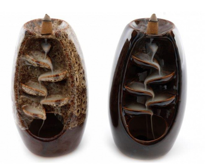 Backflow incense burner waterfall effect with cascading smoke