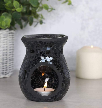 Black mirror effect wax melt burner casting warm glow