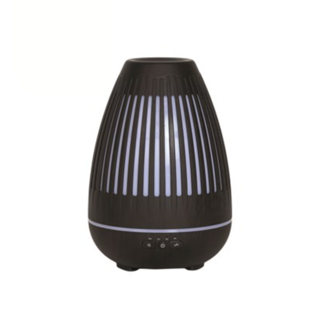 Dark Wood Oval Grill Ultrasonic Diffuser LED UK