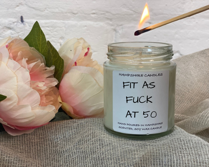 Fit As Fuck At 50 Birthday Candle Jar