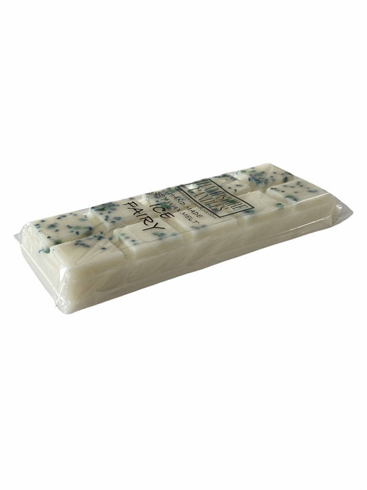 Ice Fairy Wax Melts in packaging – A beautifully wrapped snap bar with a sweet, uplifting bubblegum scent, reminiscent of Snow Fairy.