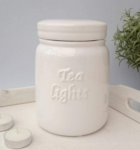 White Tealight Storage Barrel-FREE Shipping over £35.00-