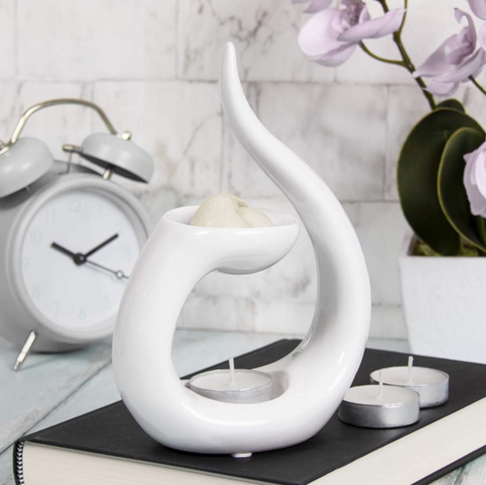 White Spiral Wax Burner (18cm)-FREE Shipping over £35.00-