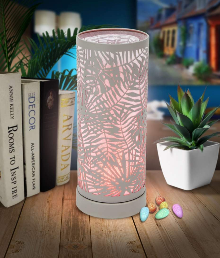 Colour Changing LED Fern Electric Wax Burner - Grey-FREE Shipping over £35.00-